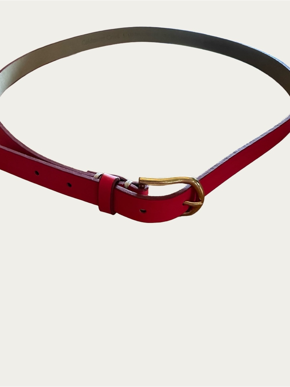 Coldwater Creek Bright Barbie Pink Thin Leather Belt With Gold Buckle